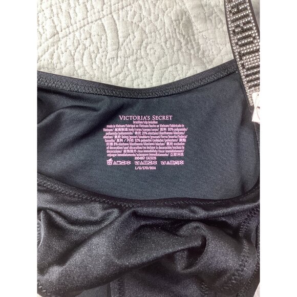 Victorias Secret Black Rhinestone Logo Brazilian Bikini Bottom*L*NWT*Retail $33 - Picture 4 of 8